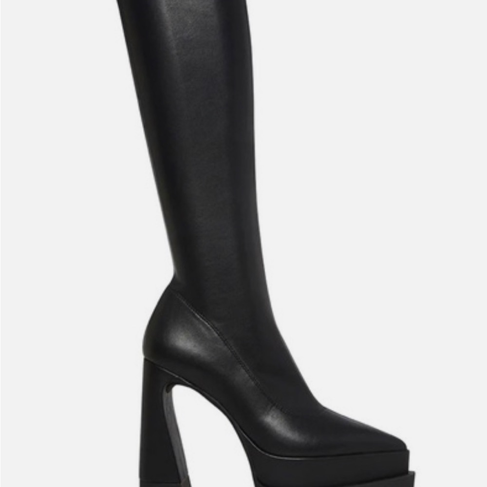 Kick Azz boots by Steve Madden 5.25 inch heel platform Vegan leather upper.